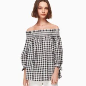 Kate Spade Gingham Off Shoulder Top -new with tags